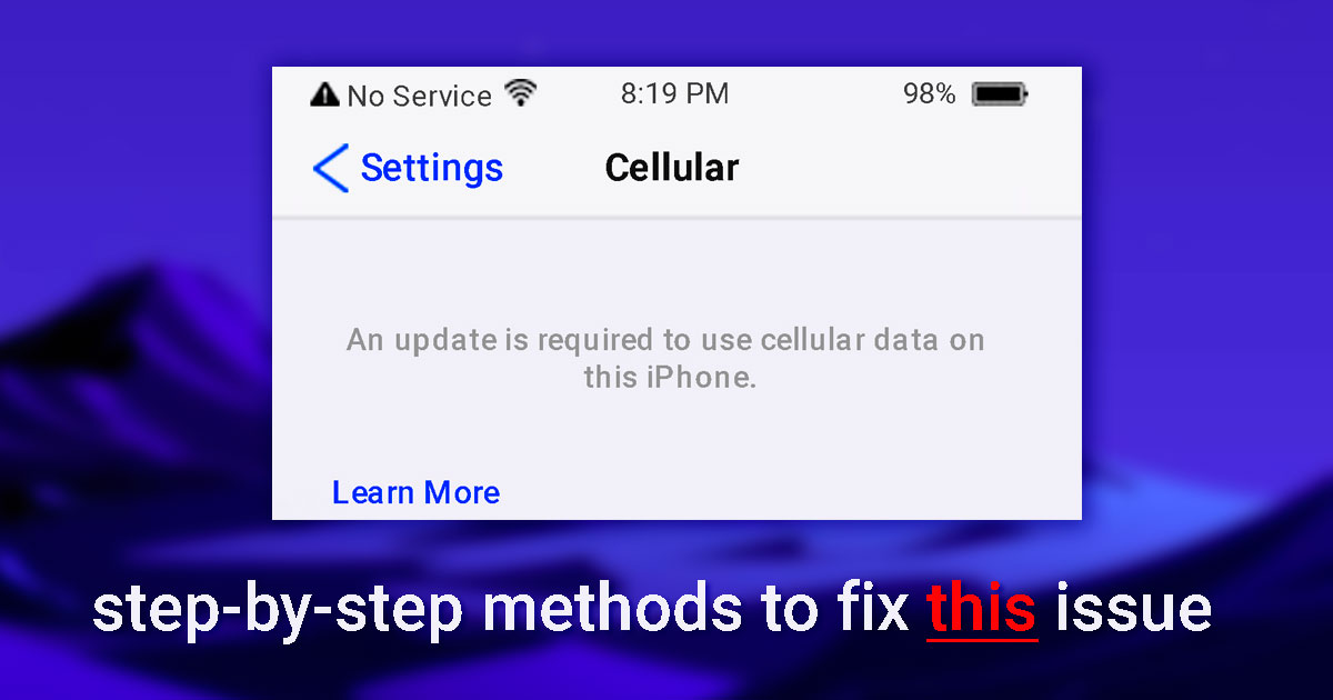 An Update is Required to Use Cellular Data (2023)